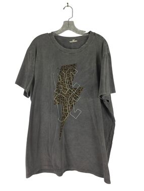 Maurices Band T Shirt AC/DC Women's XXL Washed Gray Leopard Logo Short Sleeves